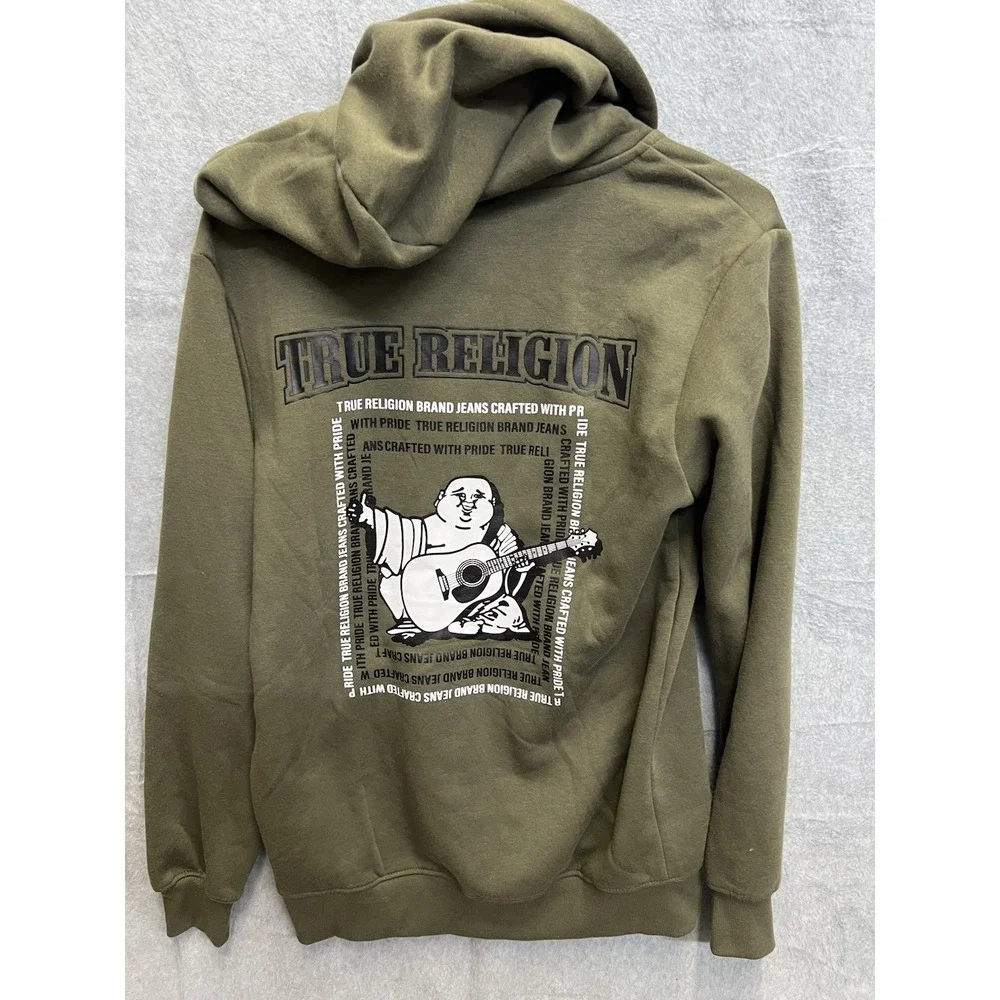 True Religion Radiant Buddha Zip Hoodie Olive Green Mens Small 92KBBGTFW49RGWP